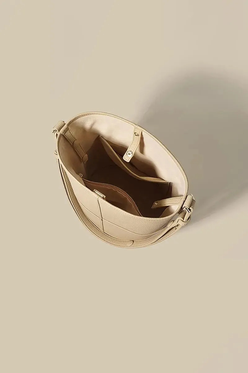 Togo Leather Medium Crossbody Bucket Bag