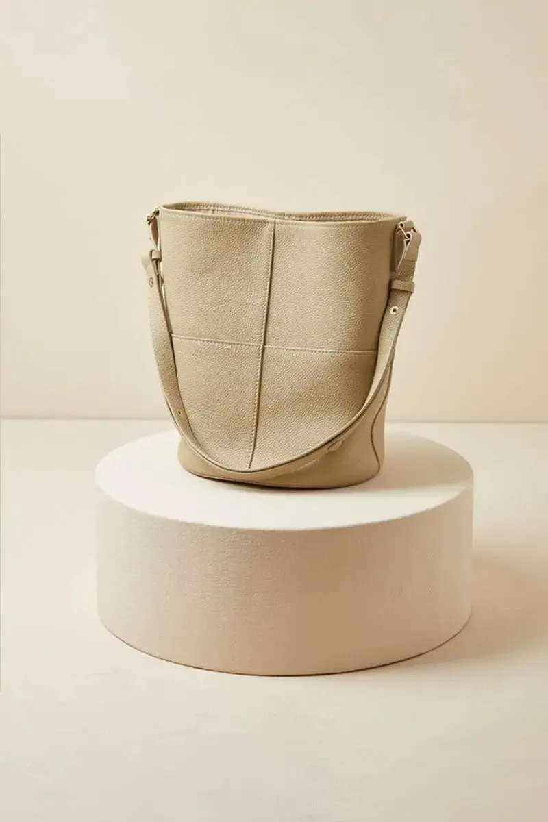 Togo Leather Medium Crossbody Bucket Bag