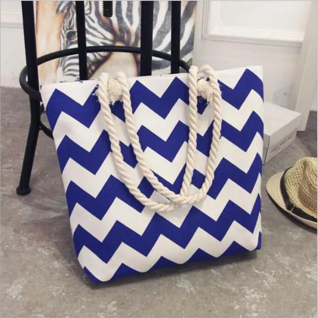 Tote Ladies Casual -Colorful Artsy Rope handles Beach Bag Tote