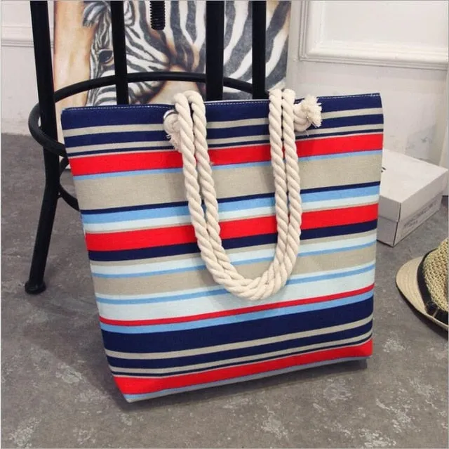 Tote Ladies Casual -Colorful Artsy Rope handles Beach Bag Tote