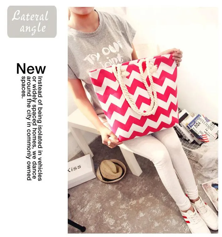 Tote Ladies Casual -Colorful Artsy Rope handles Beach Bag Tote
