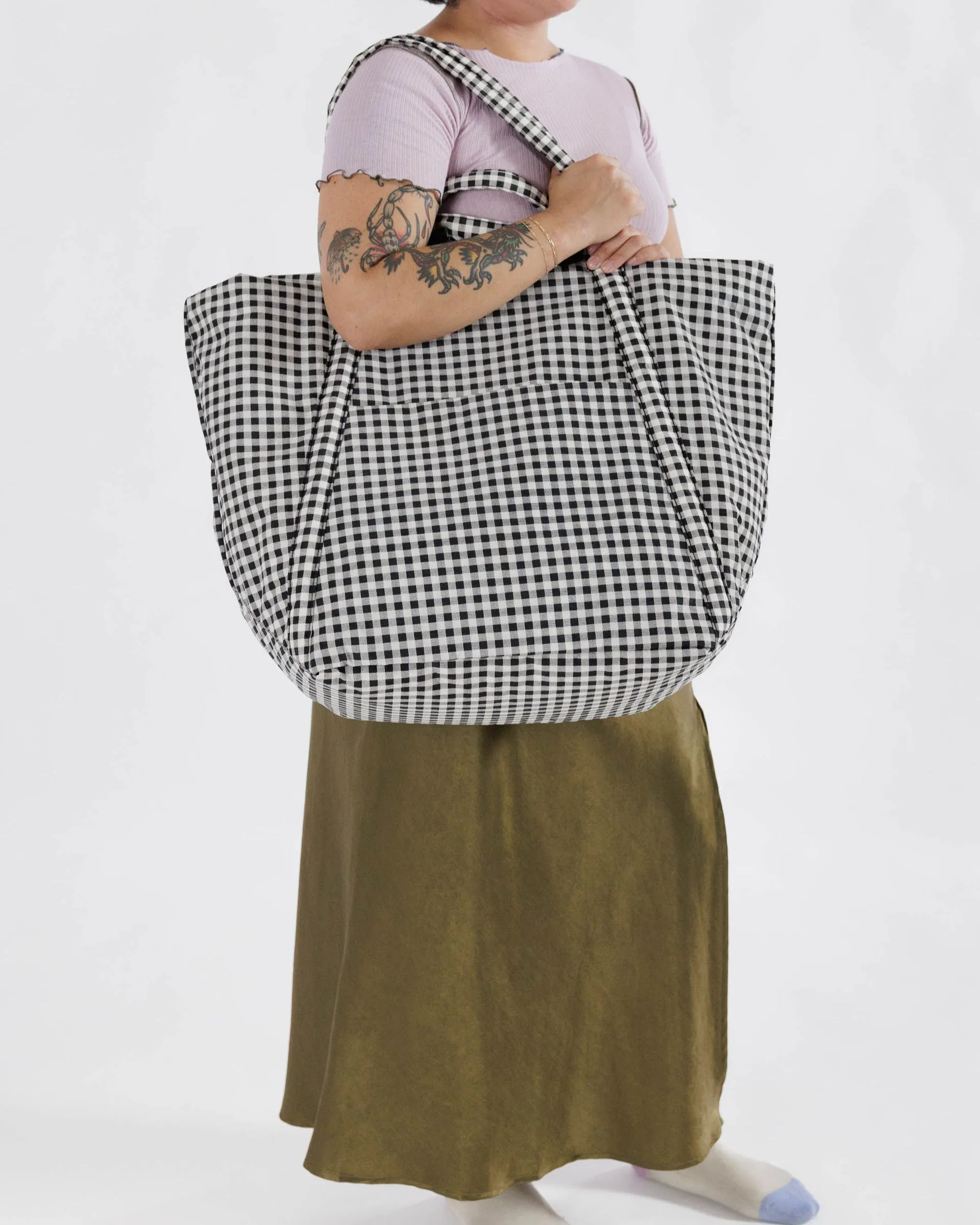 Travel Cloud Bag - Black & White Gingham