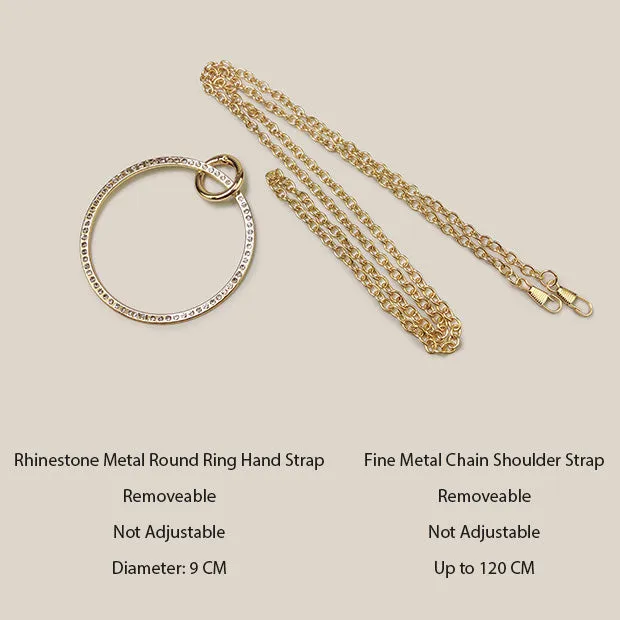 Trendy Rhinestone Round Diamond White Clutch Bag