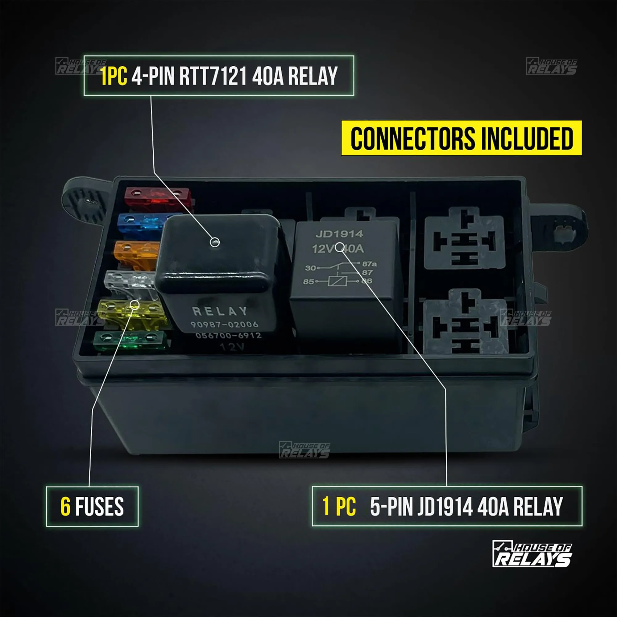 Universal 12V Waterproof Fuse & Relay Box for Automotive and Marine