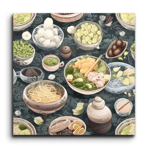 Vibrant Asian Cuisine Overhead Illustration