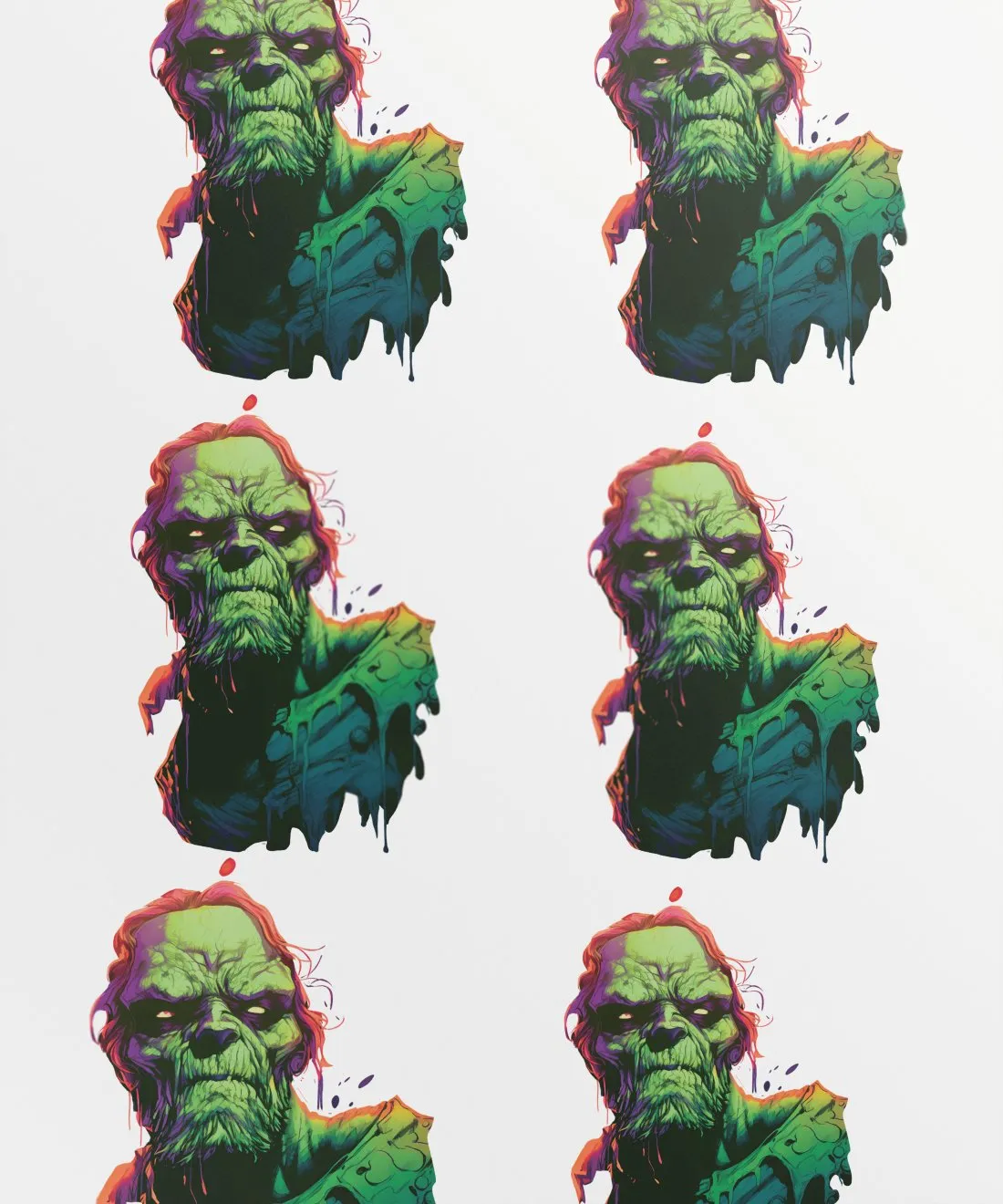 Vibrant Bearded Zombie Horror
