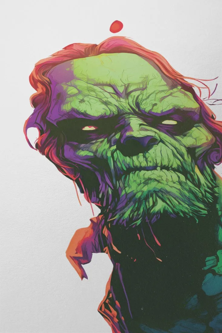 Vibrant Bearded Zombie Horror