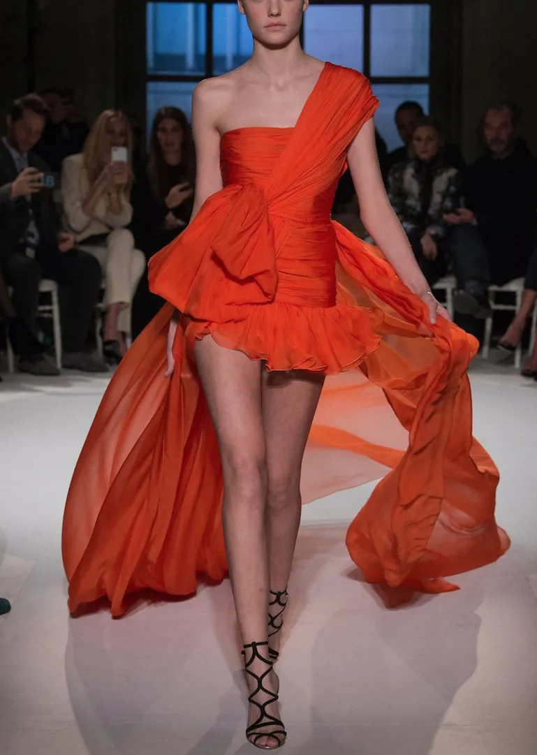 Vibrant Orange Silk Chiffon