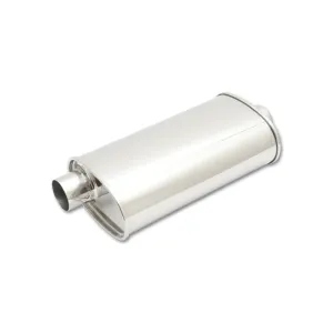 Vibrant Performance Streetpower Muffler - 3 in Center Inlet - 3 in Offset Outlet - 5 x 9 in Oval Body - 20 in Long - Polished - Universal