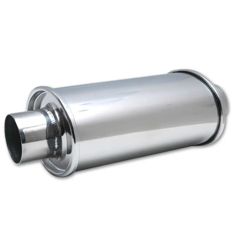 Vibrant Performance Ultra Quiet Resonator - 2 in Centered Inlet - 2 in Centered Outlet - 6-1/2 x 4-3/4 x 9-3/4 in Round Body - 13-3/4 in Long