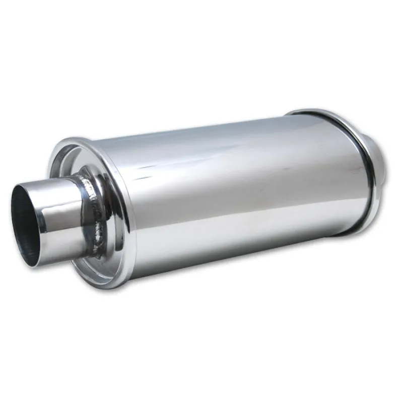 Vibrant Performance Ultra Quiet Resonator - 2 in Centered Inlet - 2 in Centered Outlet - 6-1/2 x 4-3/4 x 9-3/4 in Round Body - 13-3/4 in Long