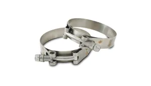 Vibrant Stainless Steel T-Bolt Clamps (Pack of 2) - For 1.125" Pipe - Clamp Range: 1.38"-1.57"  - 27802
