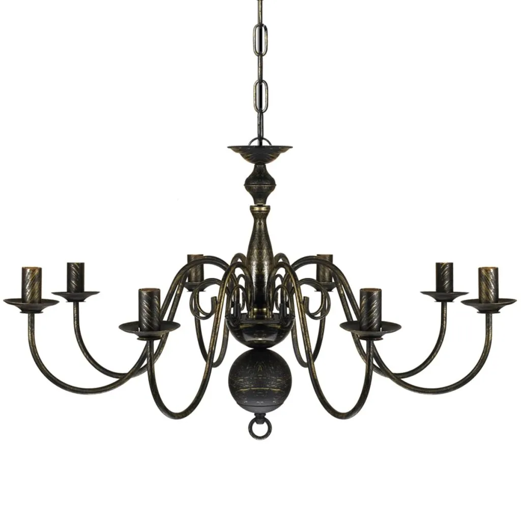 vidaXL Antique Black Metal Chandelier 8 x E14 Bulbs