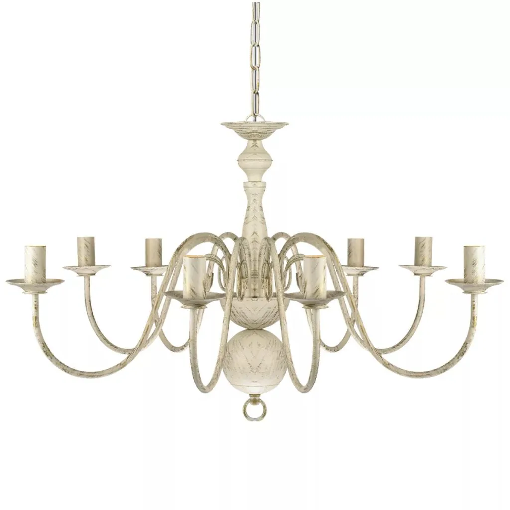 vidaXL Antique White Metal Chandelier 8 x E14 Bulbs