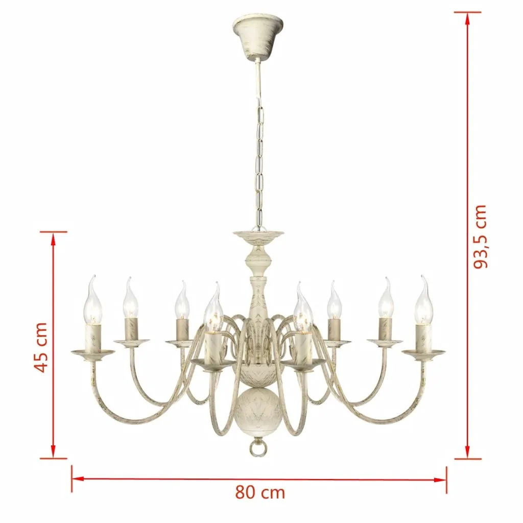 vidaXL Antique White Metal Chandelier 8 x E14 Bulbs