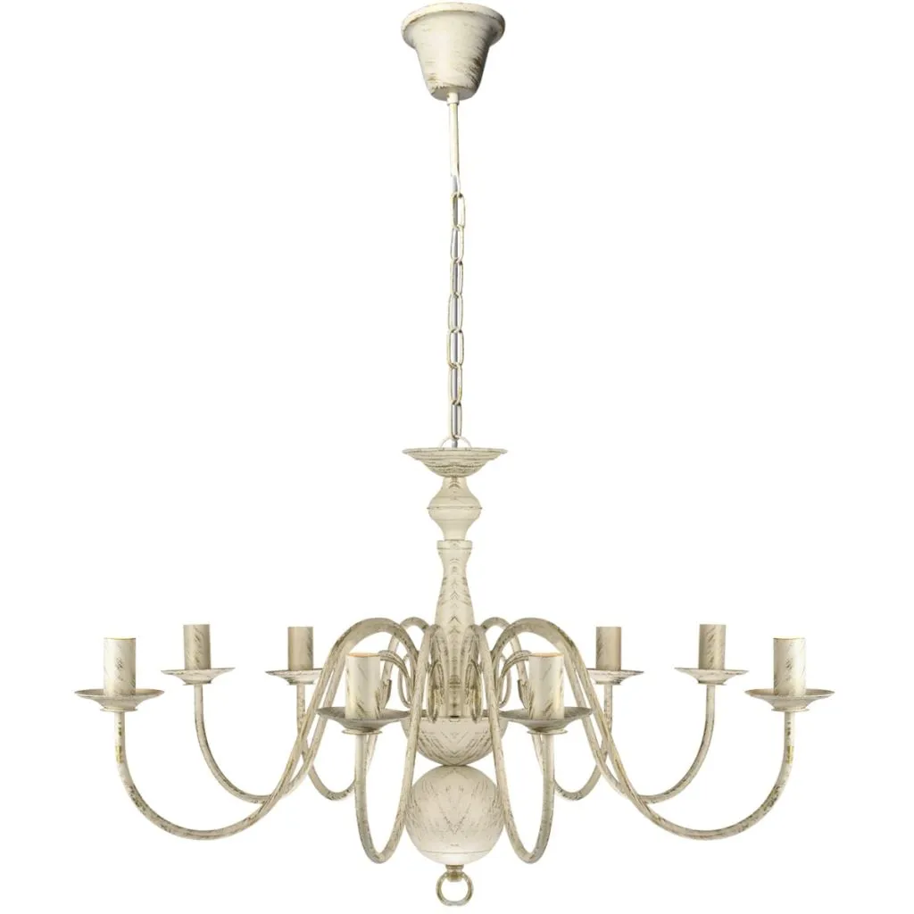 vidaXL Antique White Metal Chandelier 8 x E14 Bulbs