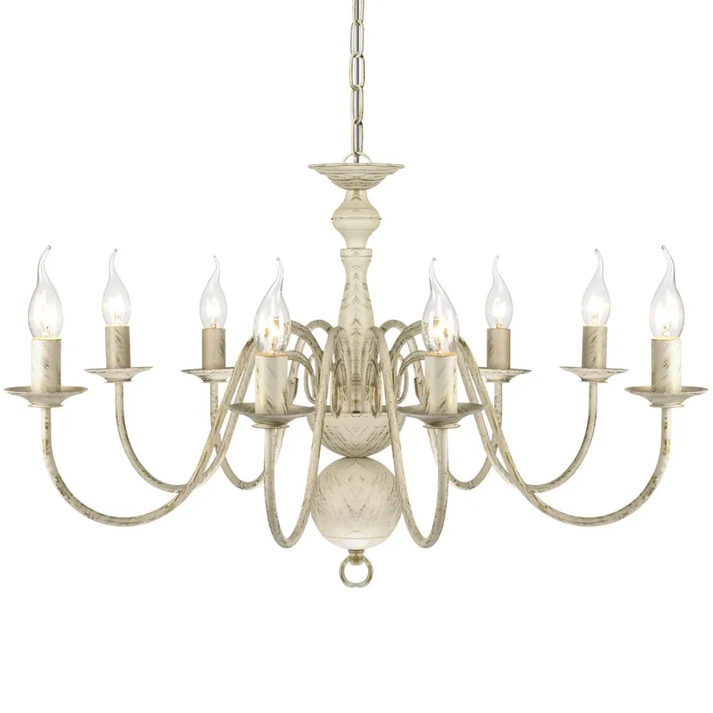vidaXL Antique White Metal Chandelier 8 x E14 Bulbs