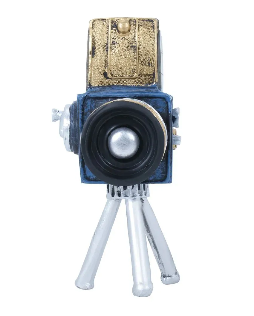 Vintage Blue Tripod Camera Tabletop Accent