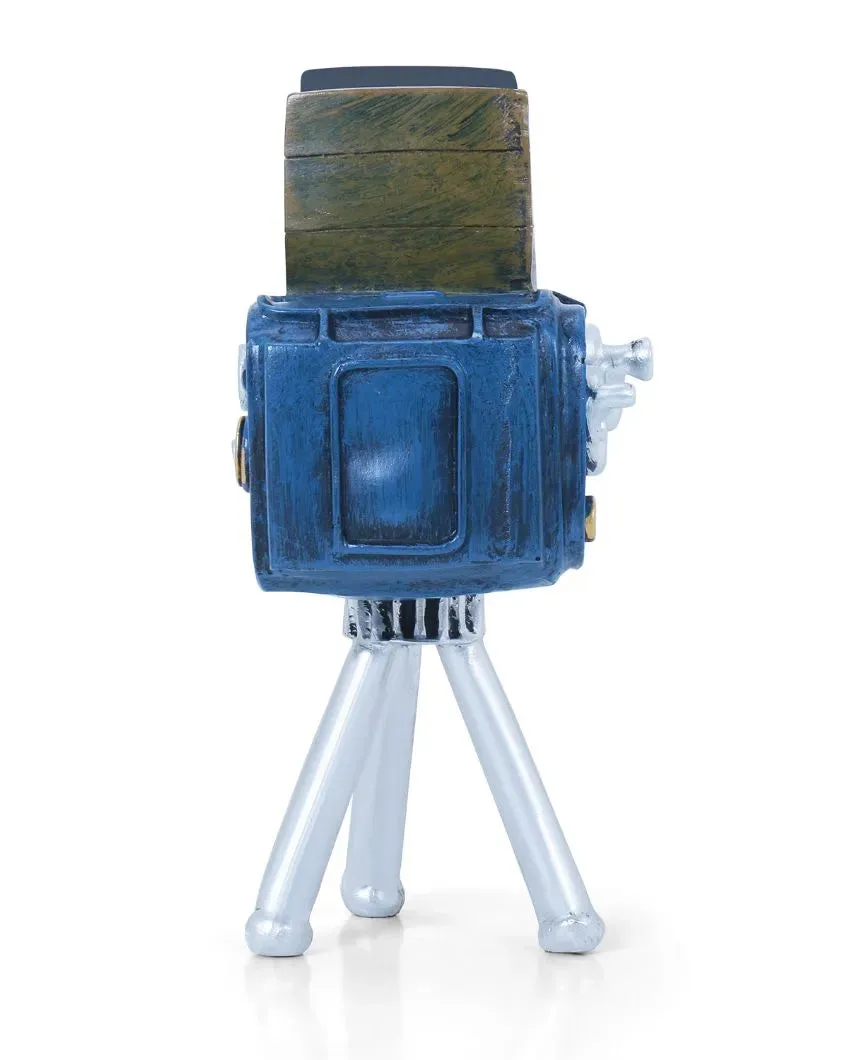 Vintage Blue Tripod Camera Tabletop Accent