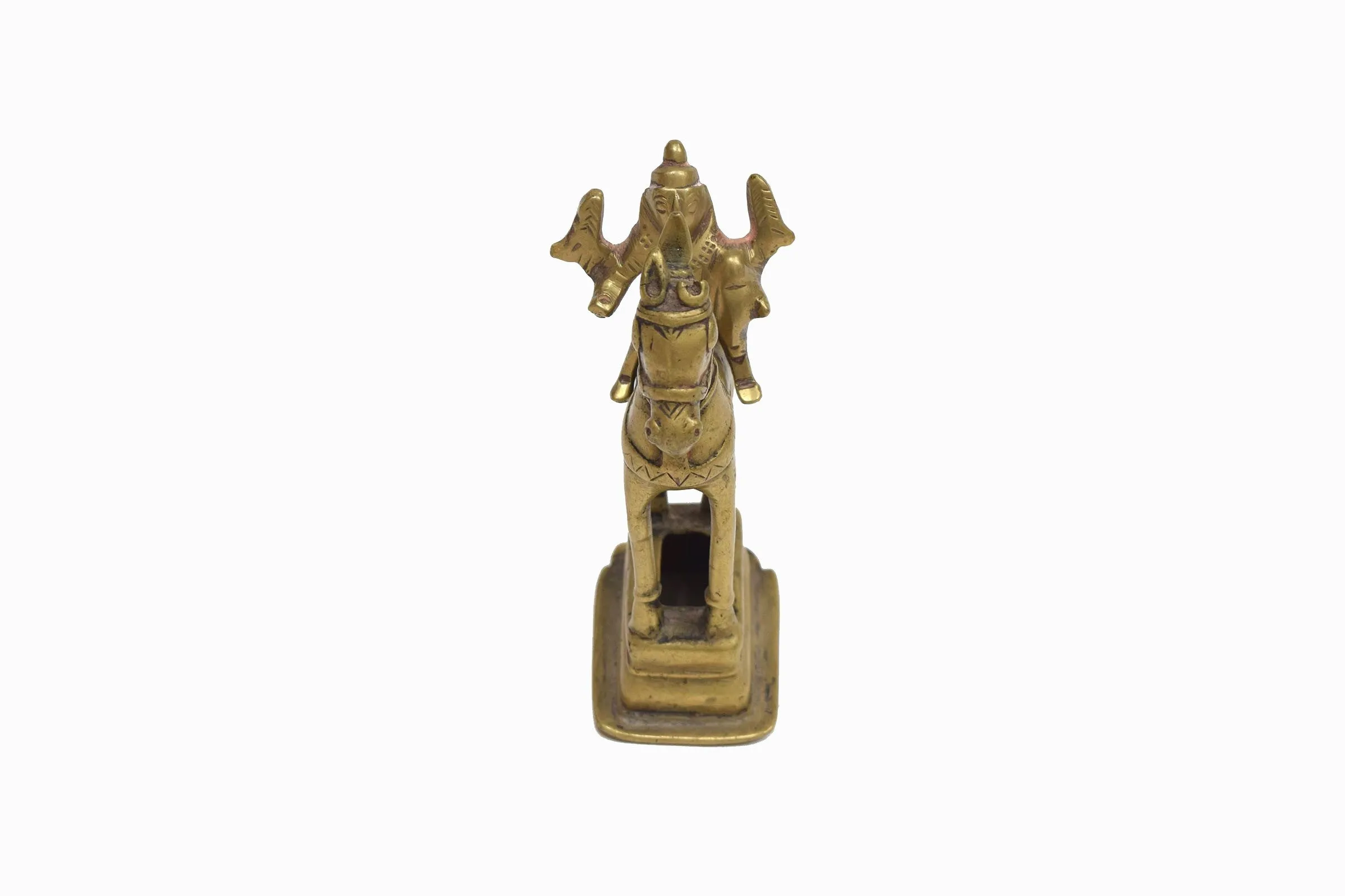 Vintage Indian brass horse and rider (ear lost in battle!)