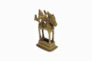 Vintage Indian brass horse and rider (ear lost in battle!)