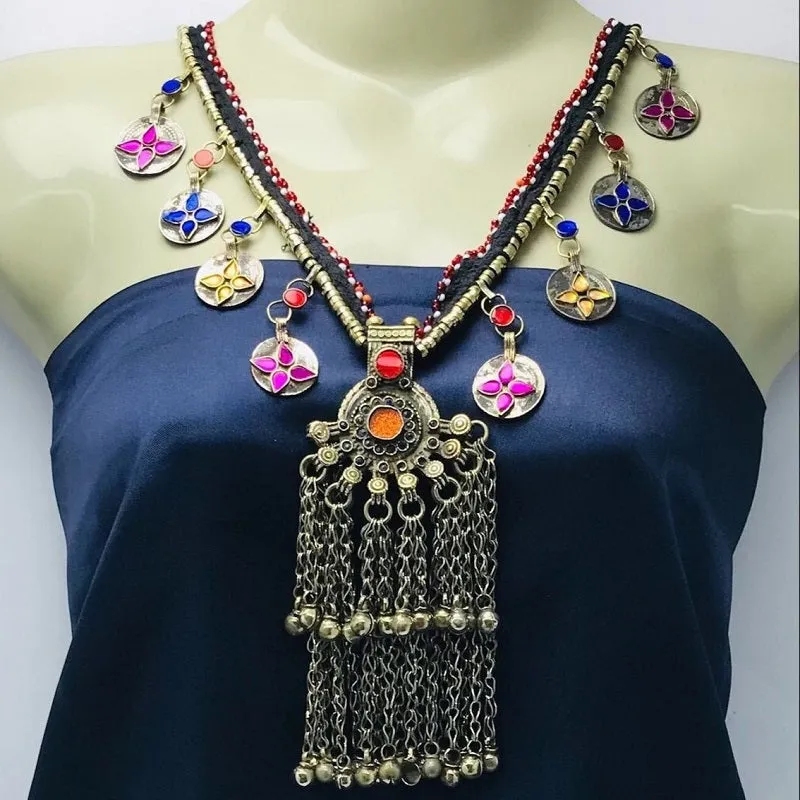Vintage Kuchi Long Bells Pendant Necklace