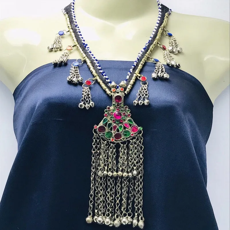 Vintage Kuchi Long Bells Pendant Necklace