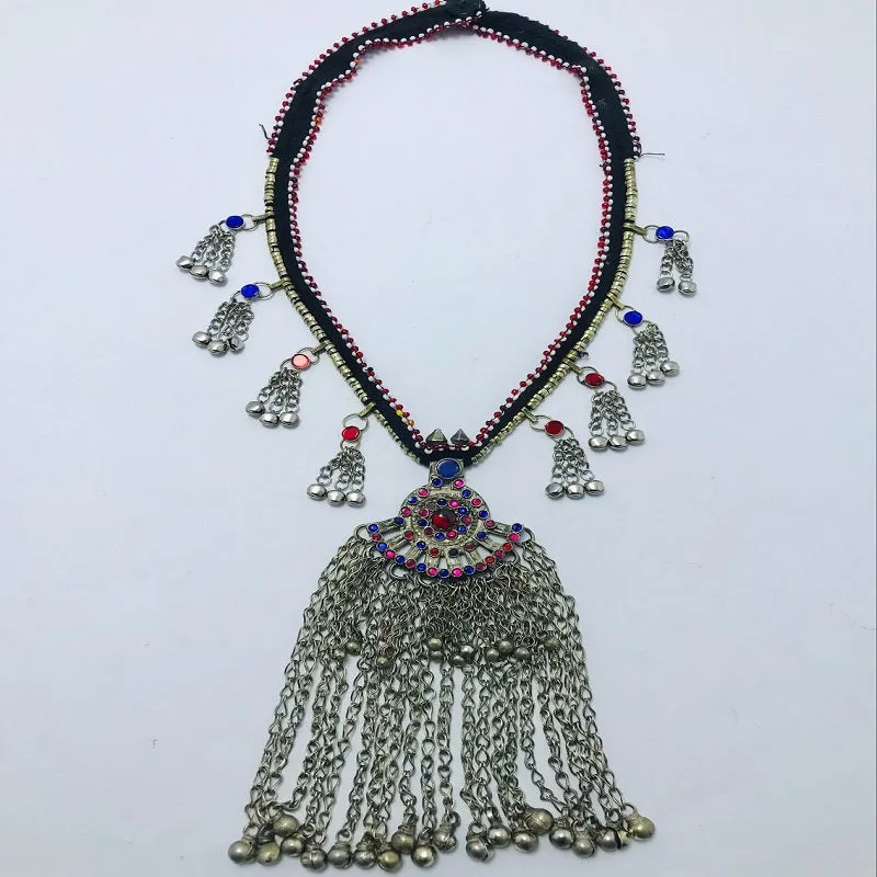 Vintage Kuchi Long Bells Pendant Necklace