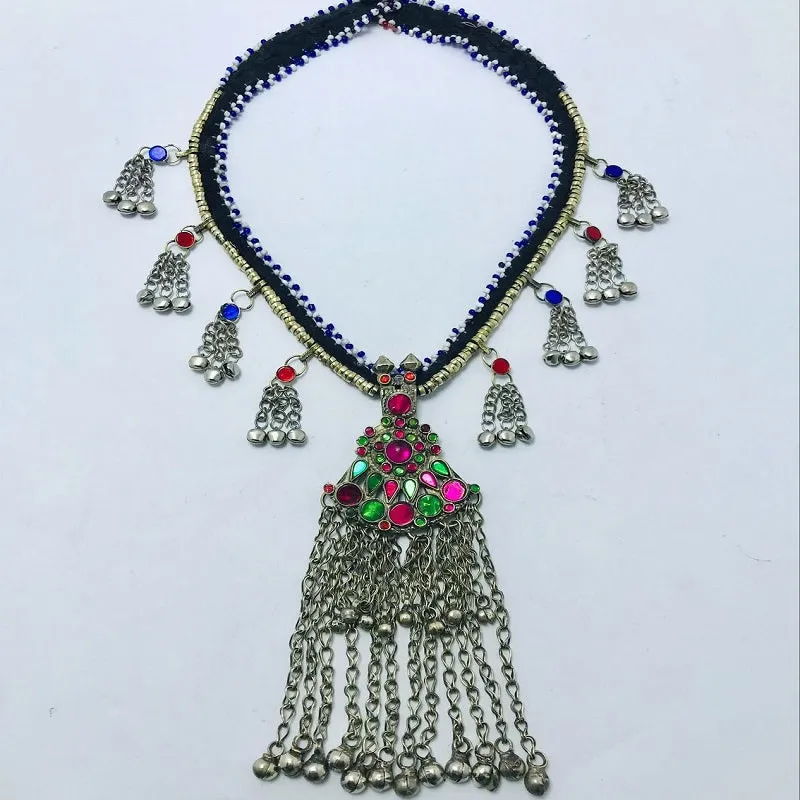 Vintage Kuchi Long Bells Pendant Necklace