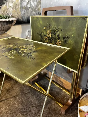 Vintage Metal TV Tray Set