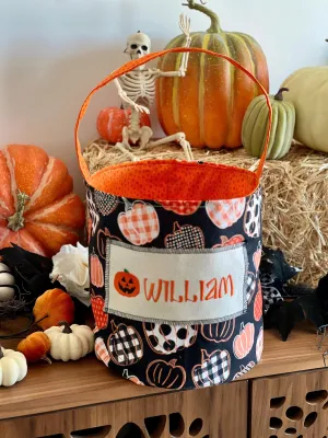 Vintage Pumpkins Trick or Treat Bag, Trick or Treat Bucket