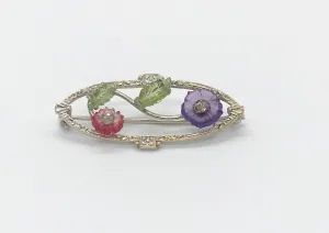 Vintage Small Dainty Floral Fruit Salad Brooch