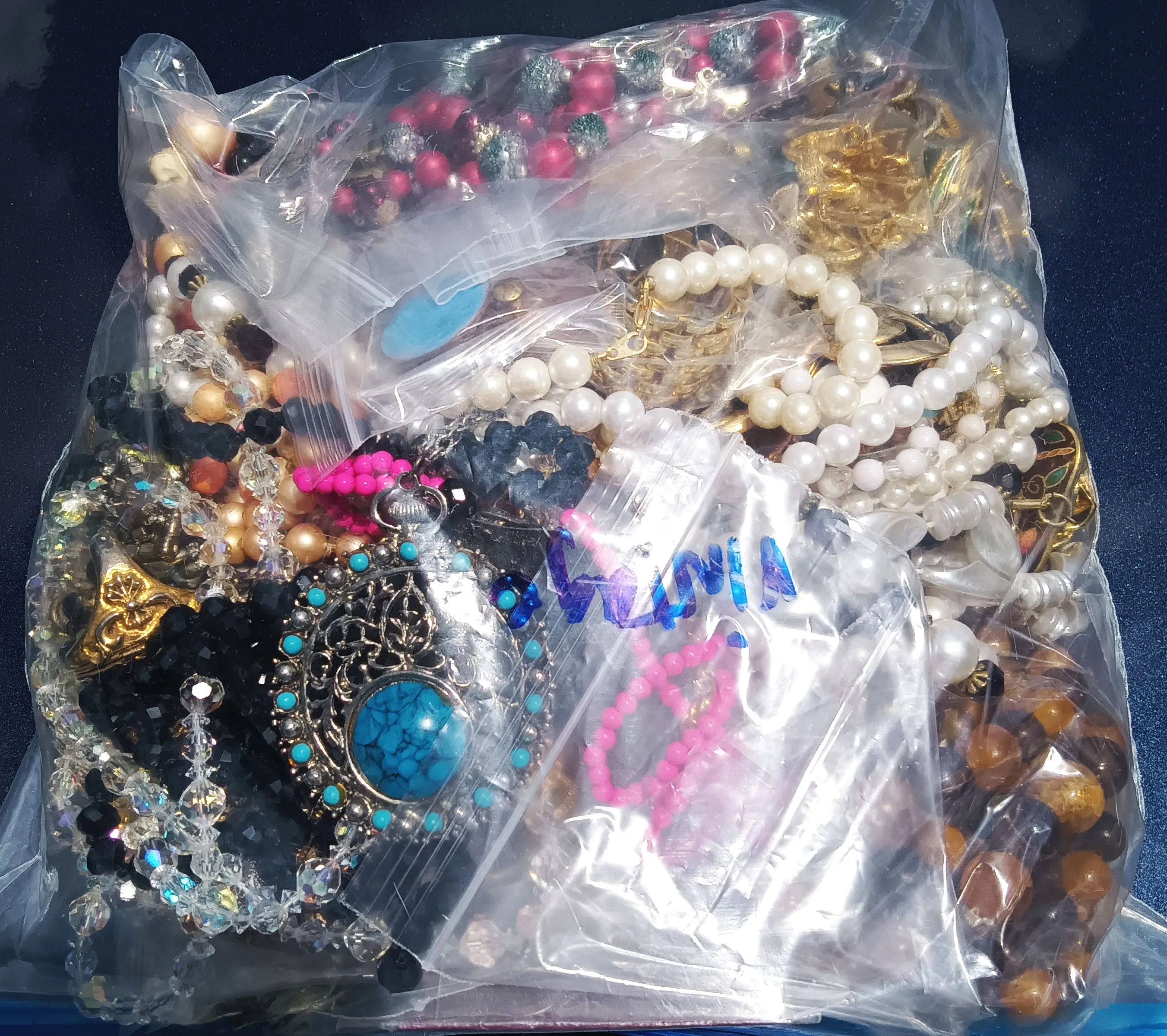 Vintage Wearable Mixed Costume Jewelry Bag #11