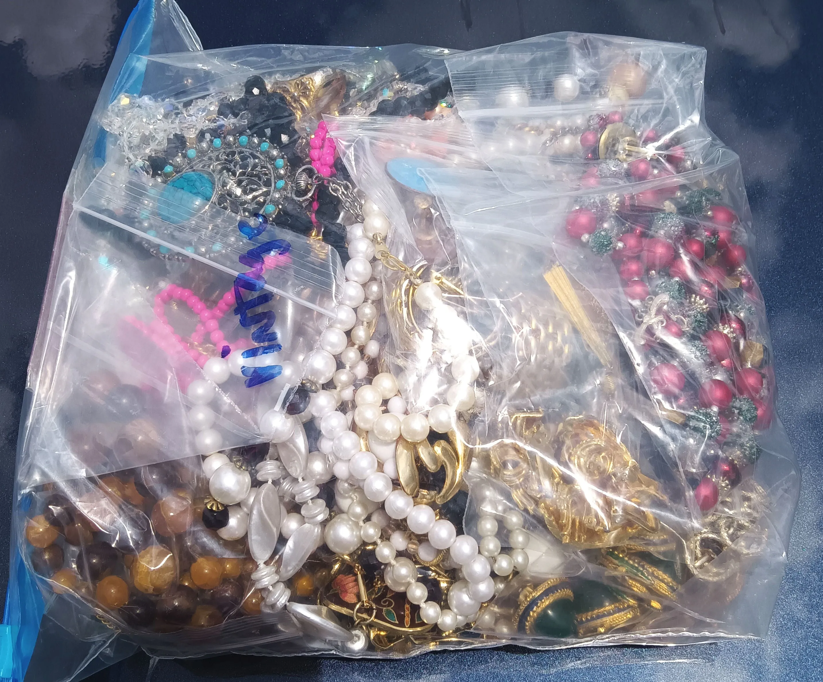Vintage Wearable Mixed Costume Jewelry Bag #11