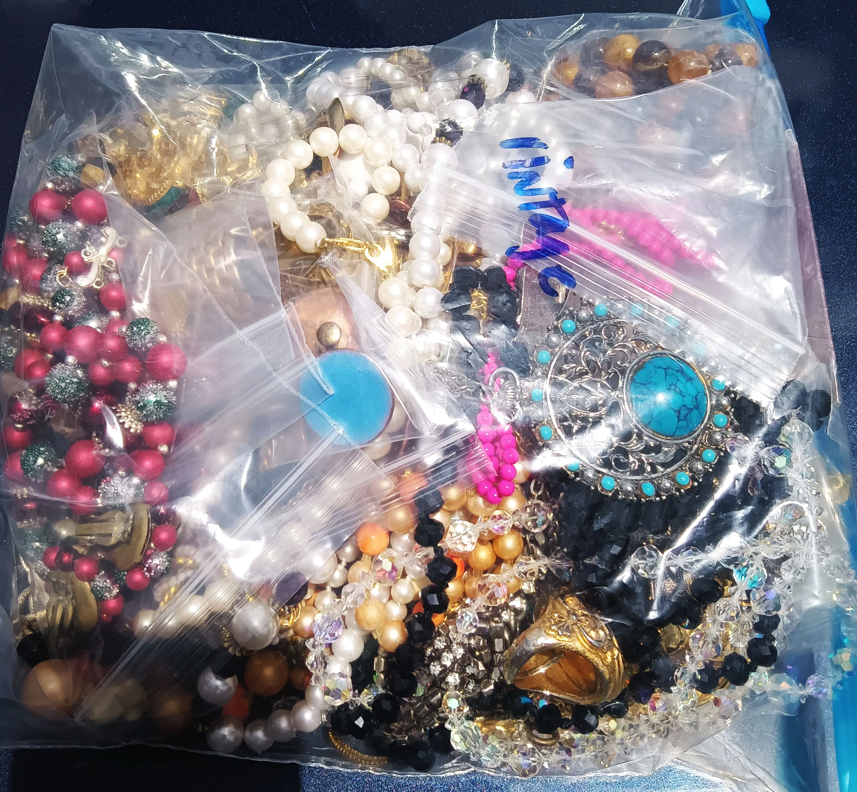Vintage Wearable Mixed Costume Jewelry Bag #11