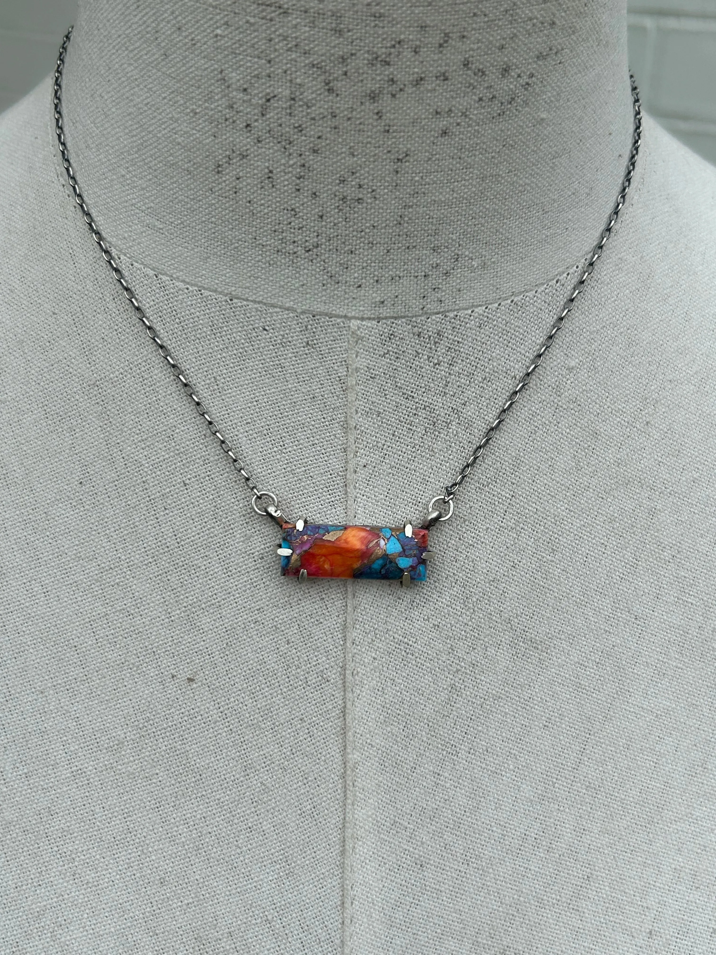 Waterproof Pink Dahlia Bar Necklace #2