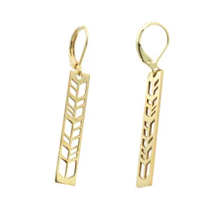 Waterproof "Imperméable” Waterproof Gold Feather Leverback Earrings