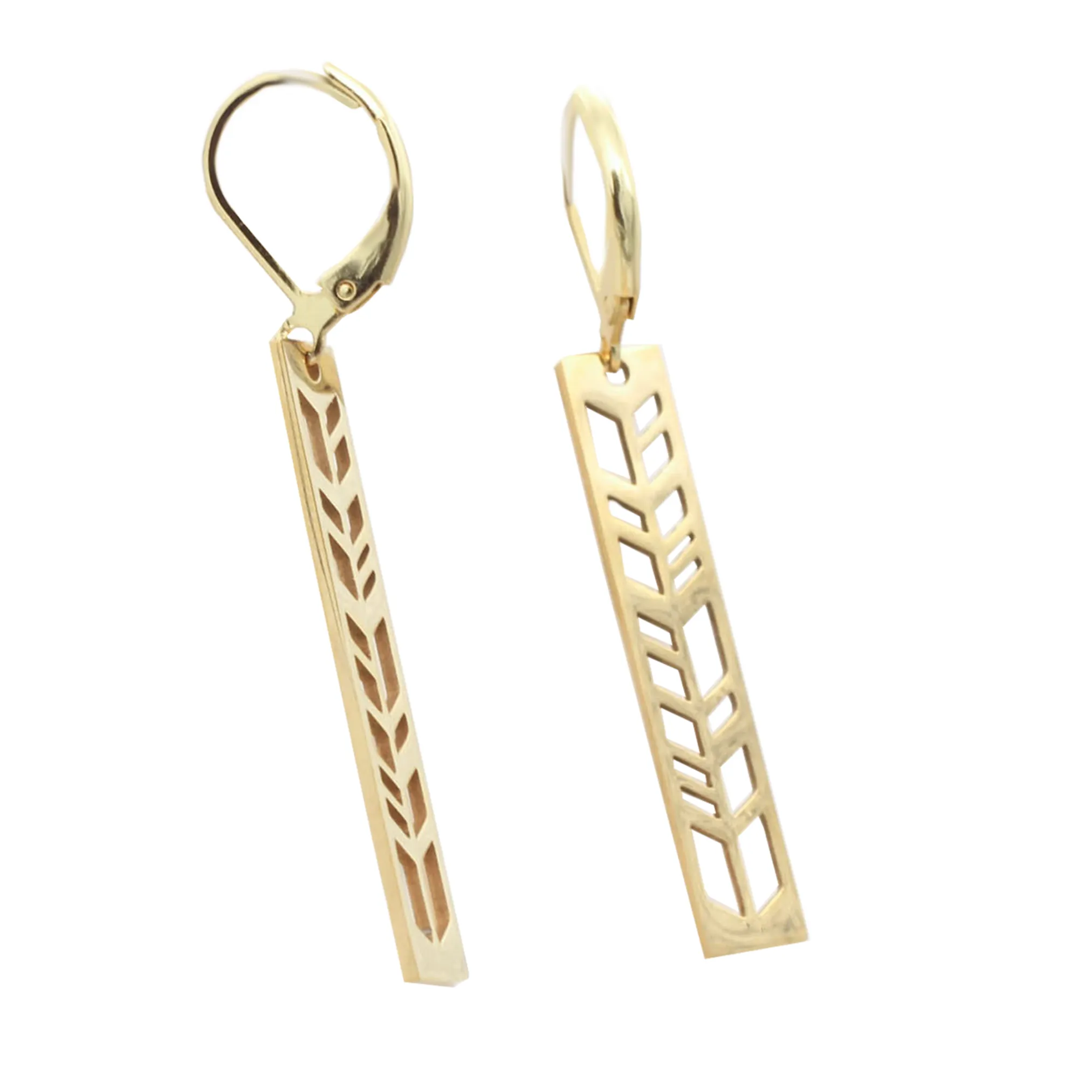 Waterproof "Imperméable” Waterproof Gold Feather Leverback Earrings