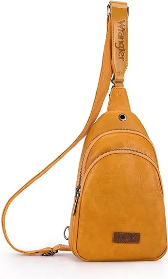 WG87-227 Wrangler Sling Bag/Crossbody/Chest Bag Dual Zippered Compartment - Yellow