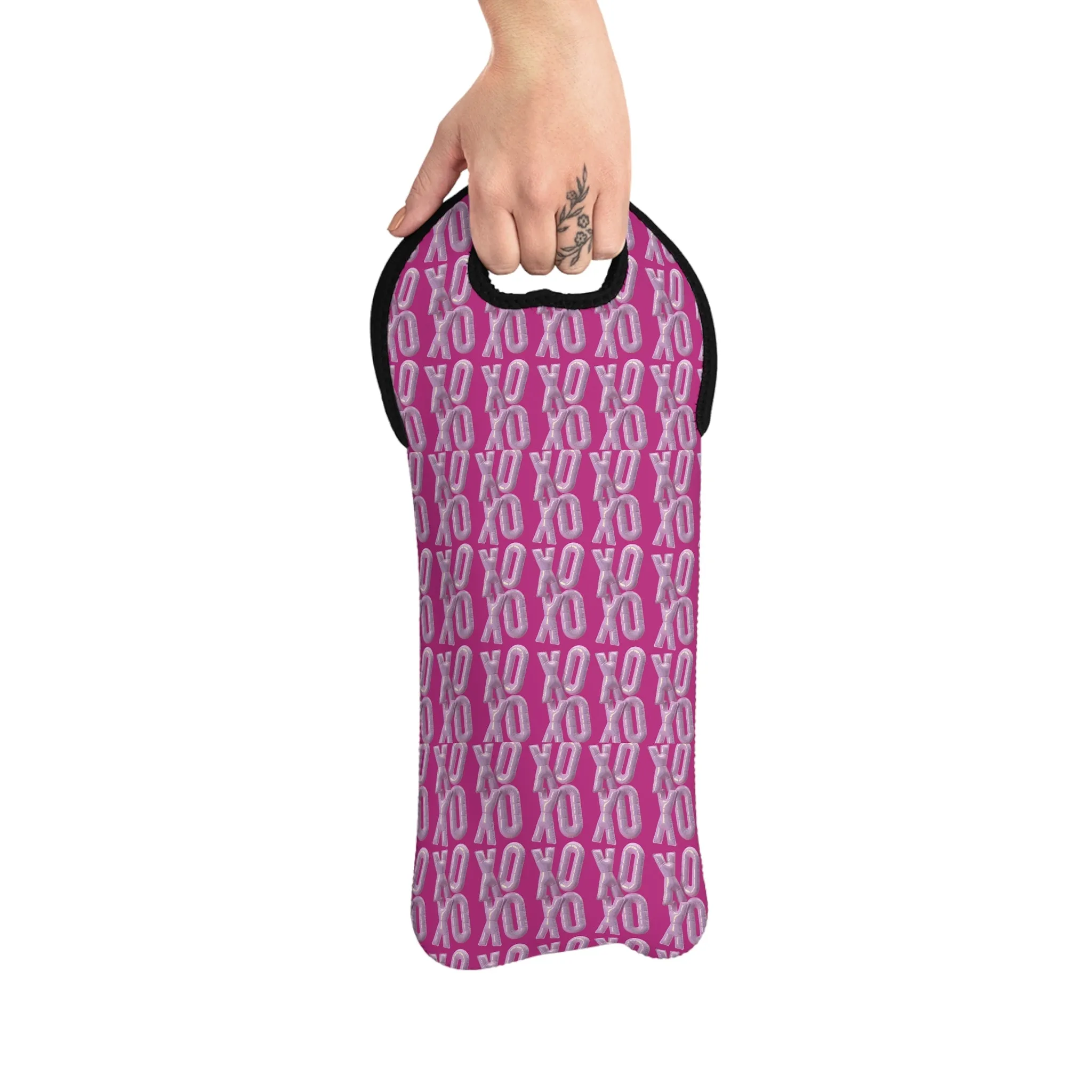 Wine Tote Bag: Kiss Kiss XOXO Design