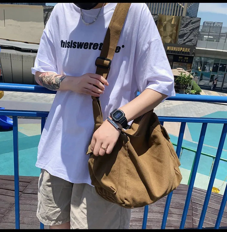 Women Men Crossbody Bag Canvas Hobo Bag  Casual Large Tote Bag