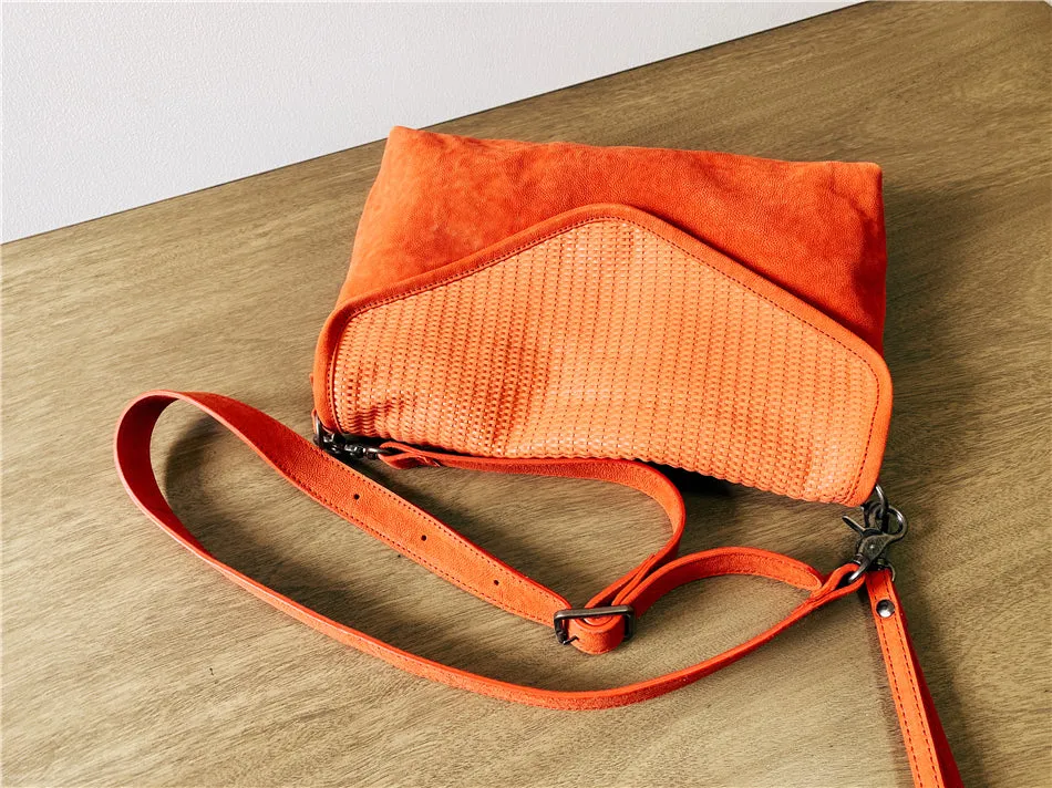 Women's Woven Bag Leather Crossbody Satchel Purse Leather Shoulder Bag
