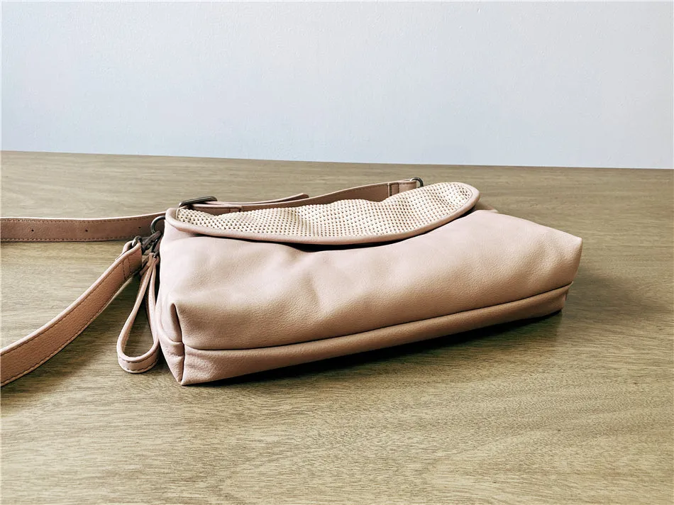 Women's Woven Bag Leather Crossbody Satchel Purse Leather Shoulder Bag