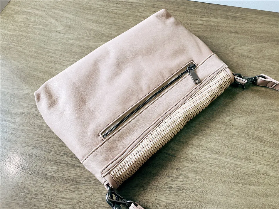 Women's Woven Bag Leather Crossbody Satchel Purse Leather Shoulder Bag