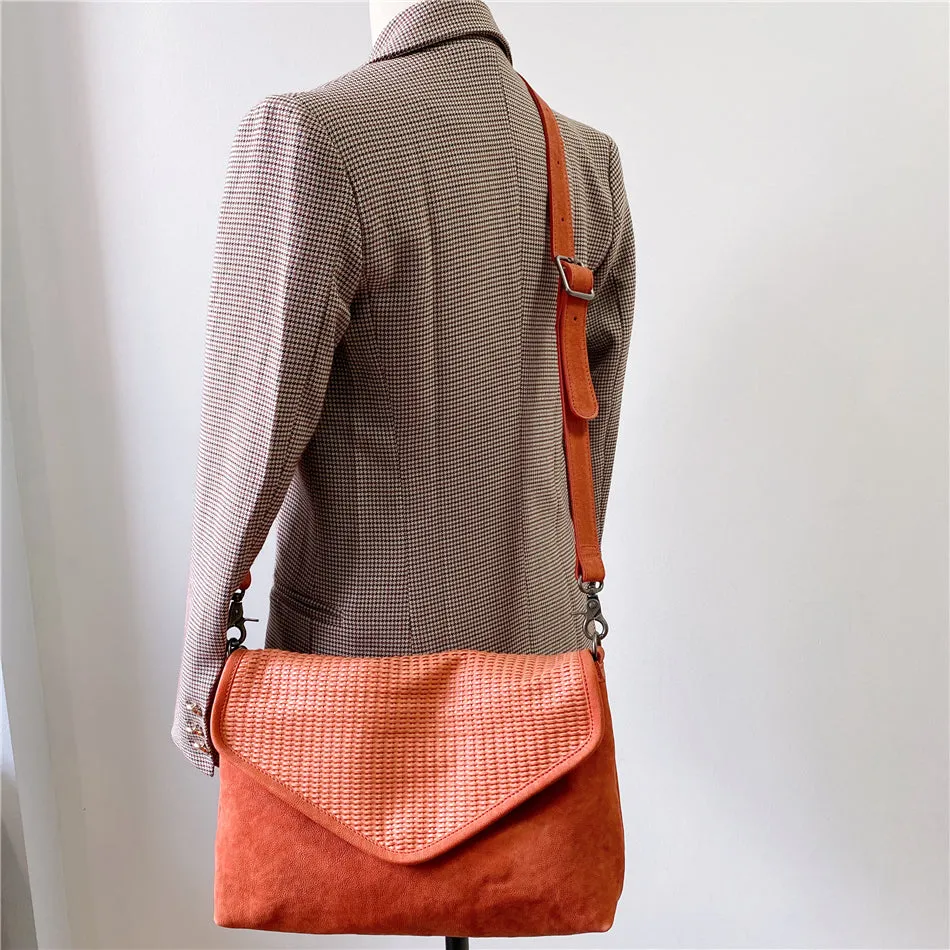 Women's Woven Bag Leather Crossbody Satchel Purse Leather Shoulder Bag