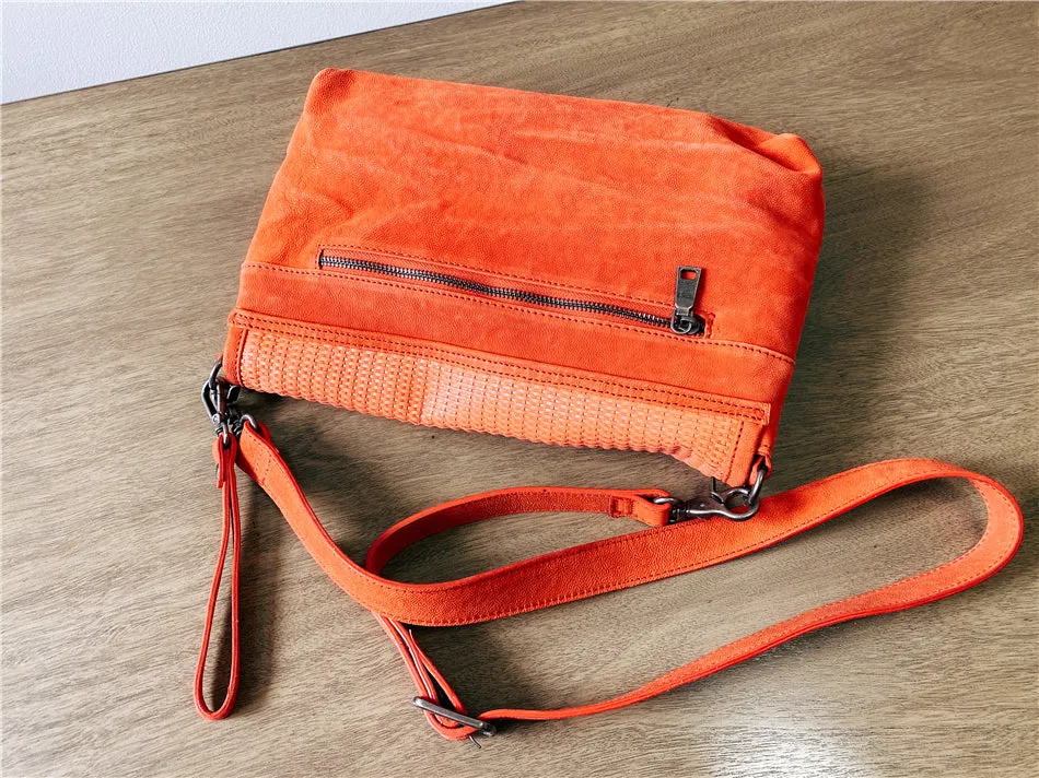 Women's Woven Bag Leather Crossbody Satchel Purse Leather Shoulder Bag