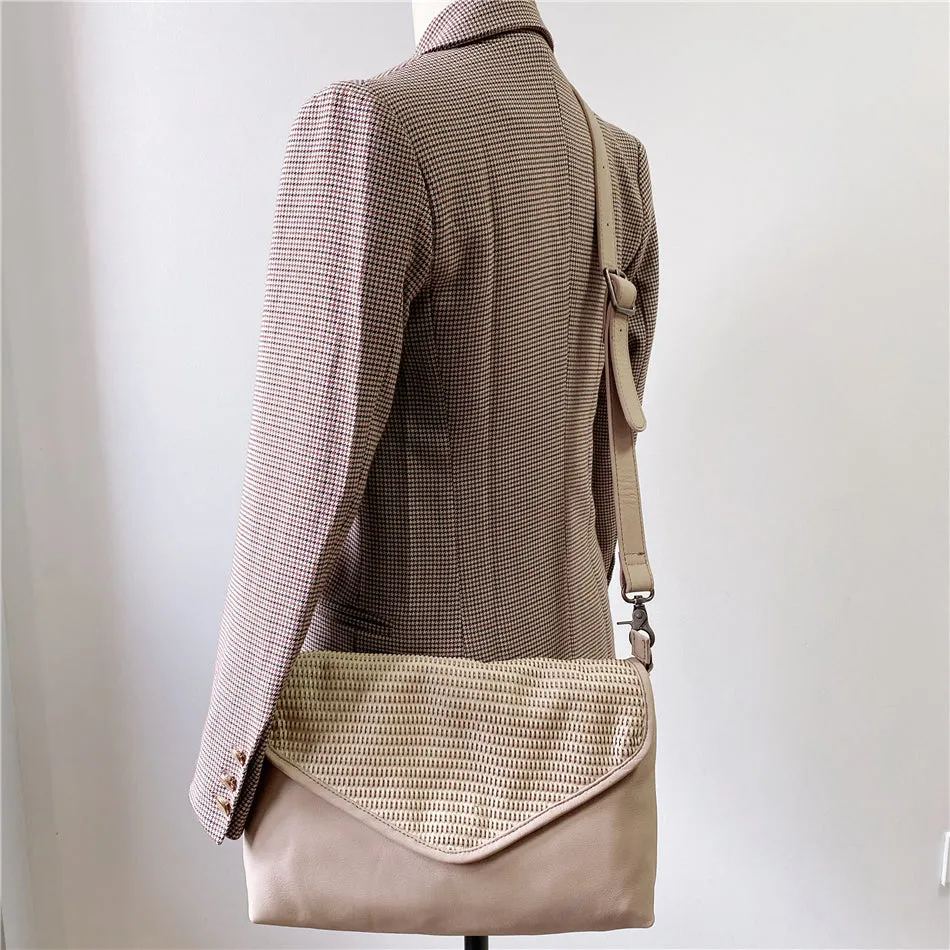 Women's Woven Bag Leather Crossbody Satchel Purse Leather Shoulder Bag