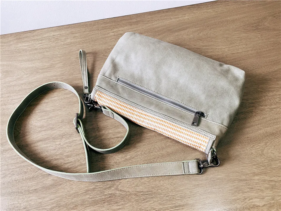Women's Woven Bag Leather Crossbody Satchel Purse Leather Shoulder Bag