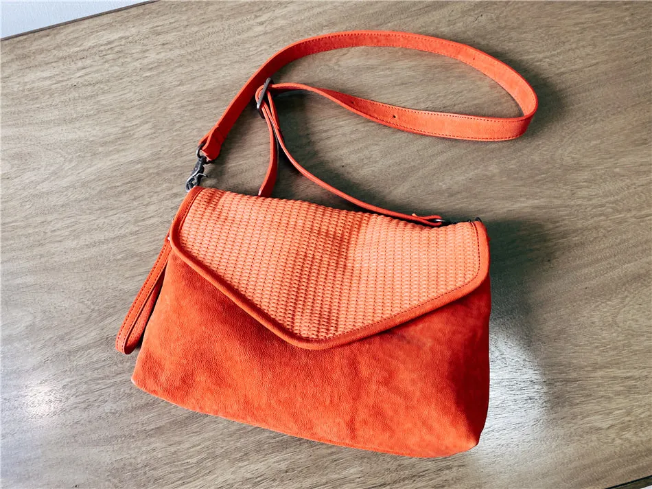 Women's Woven Bag Leather Crossbody Satchel Purse Leather Shoulder Bag
