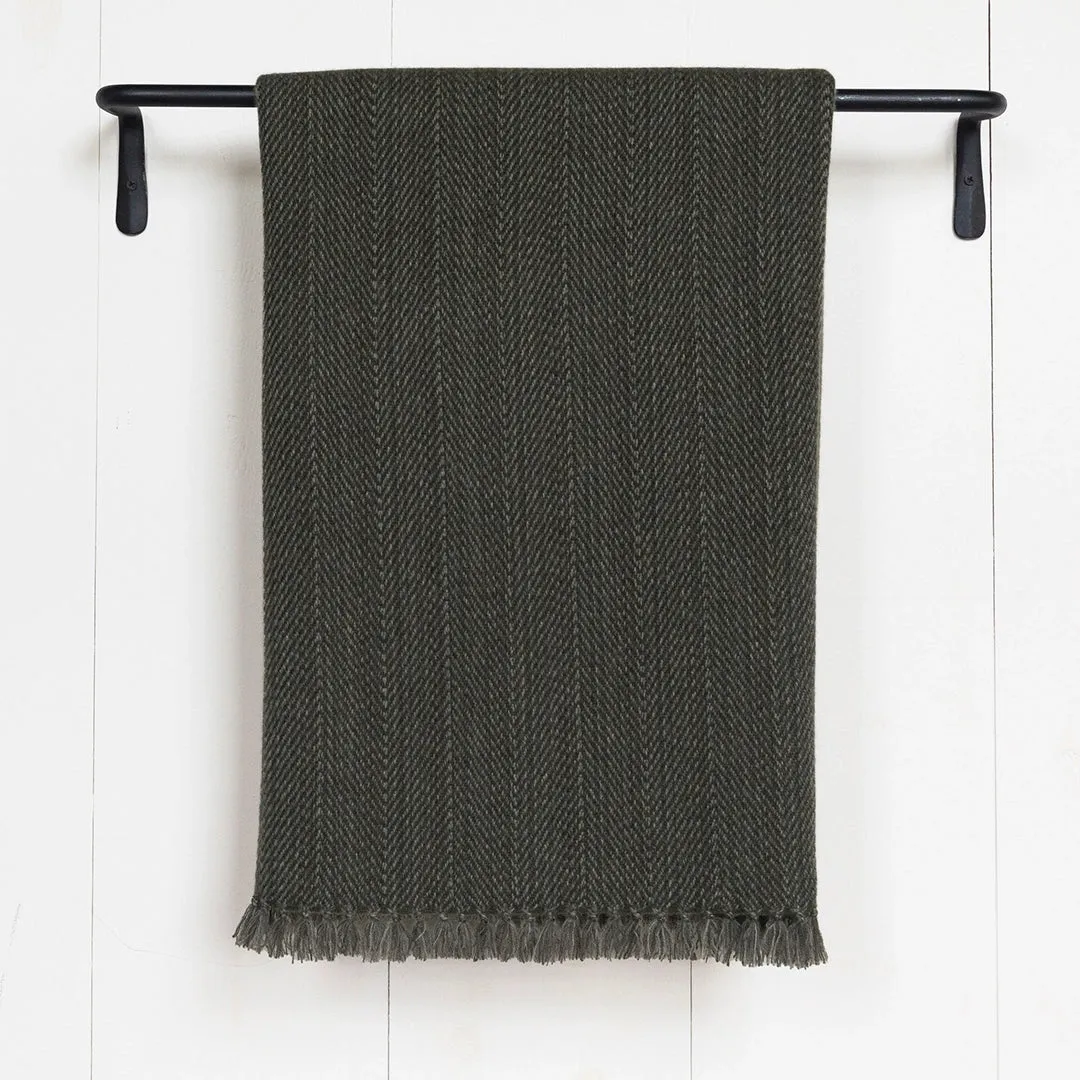 Woodland Green Handwoven Cashmere Throw